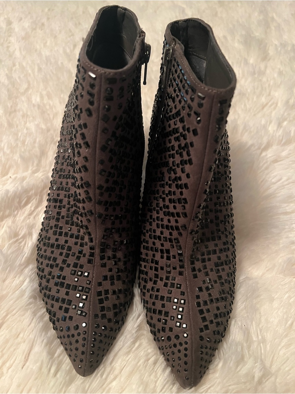 Gianni Bini Gray Pointed Toe Studded Ankle Booties
